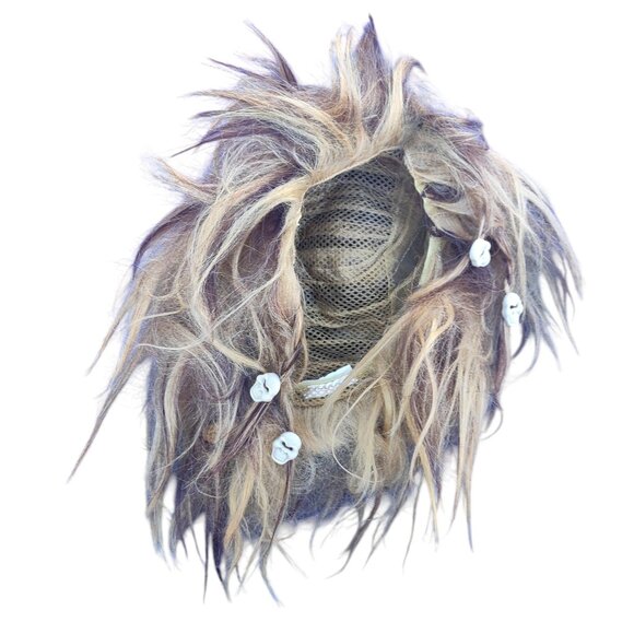 Caveman Costume Men Size Medium 36-42 (Tunic, Wig, Club, Shoe Covers) Halloween - Picture 5 of 14